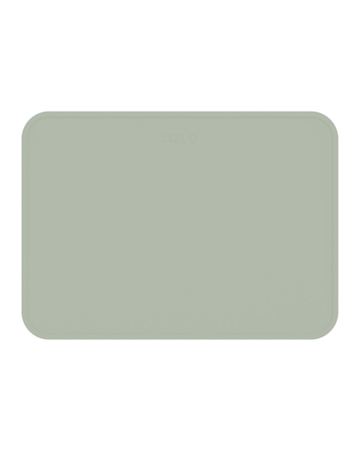 Lalo silicone placemat sage closeup reveals durable, non-toxic texture for safe, easy cleanup.