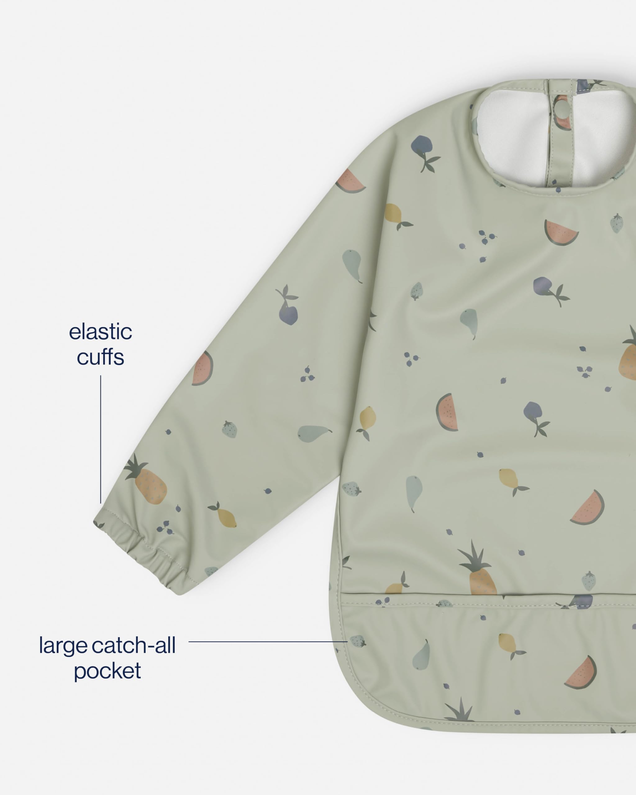 Lalo Smock Bib infant and toddler size ranges with adjustable fit
