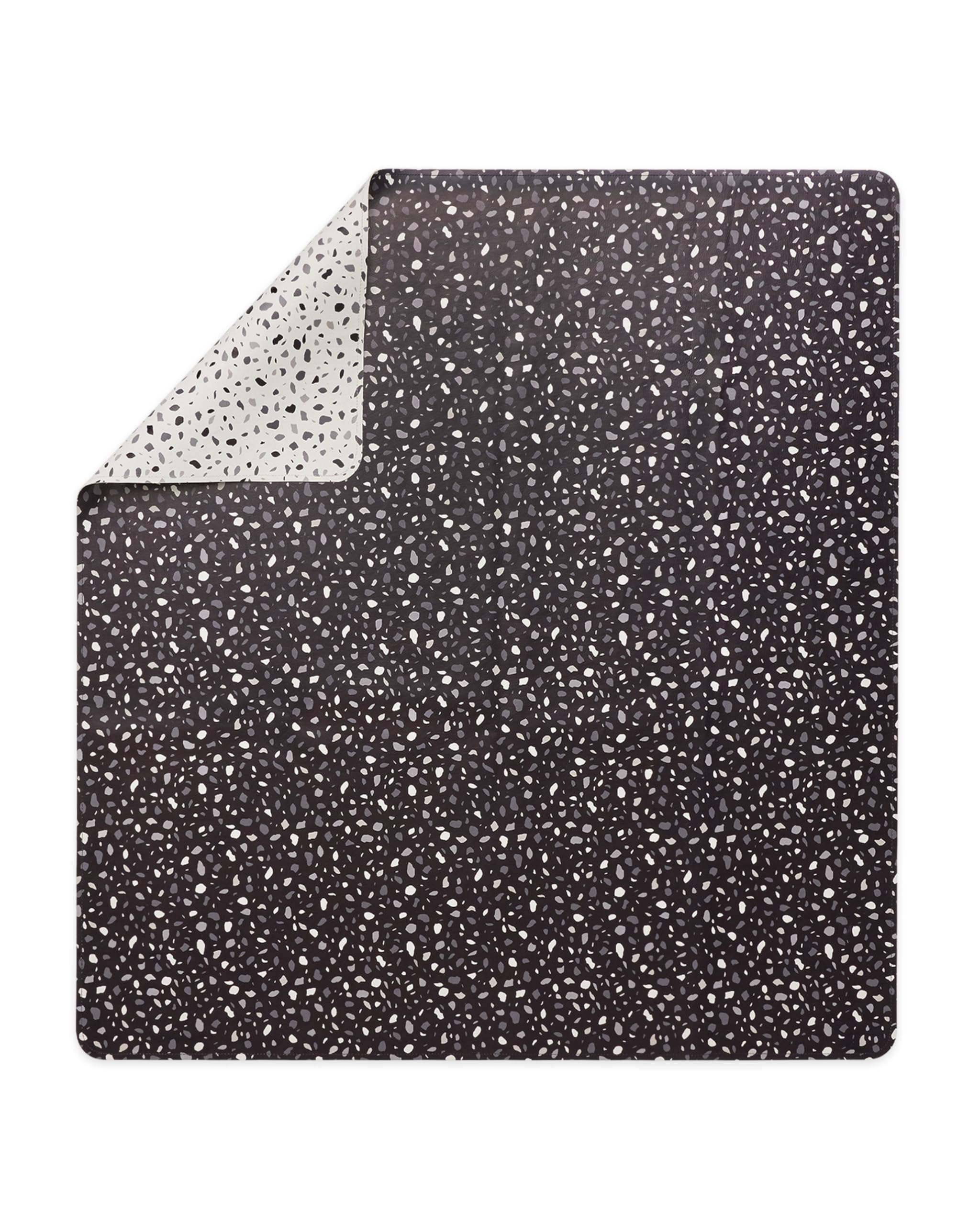 Lalo Splat Mat Terrazzo BW mealtime saves floors from messy meals.