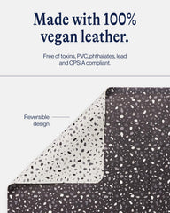 Lalo Splat Mat Vegan Leather close-up shows durable, wipeable surface for busy families.