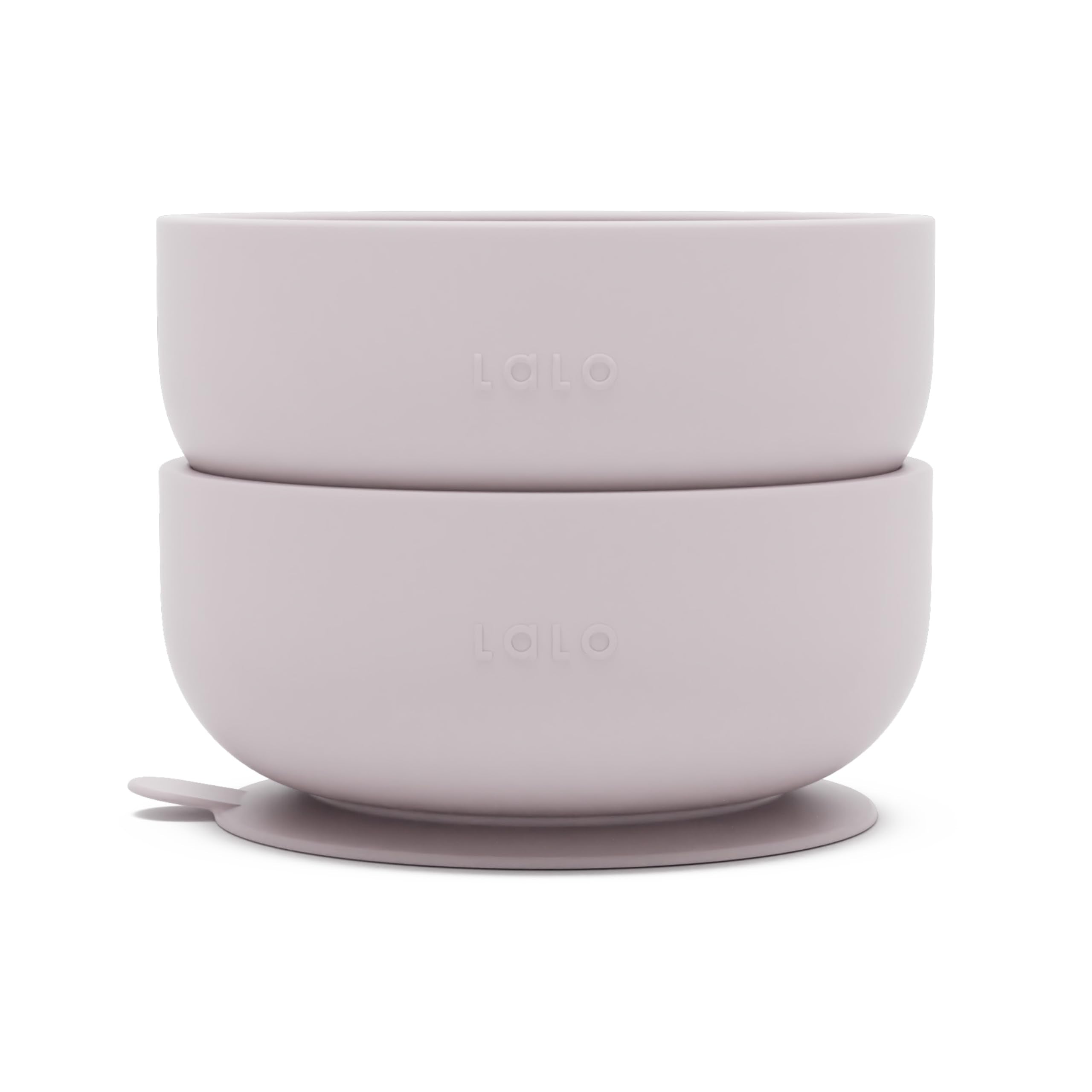 Lalo Suction Bowls 2Pack Lavender close-up shows secure base for mess-free meals.