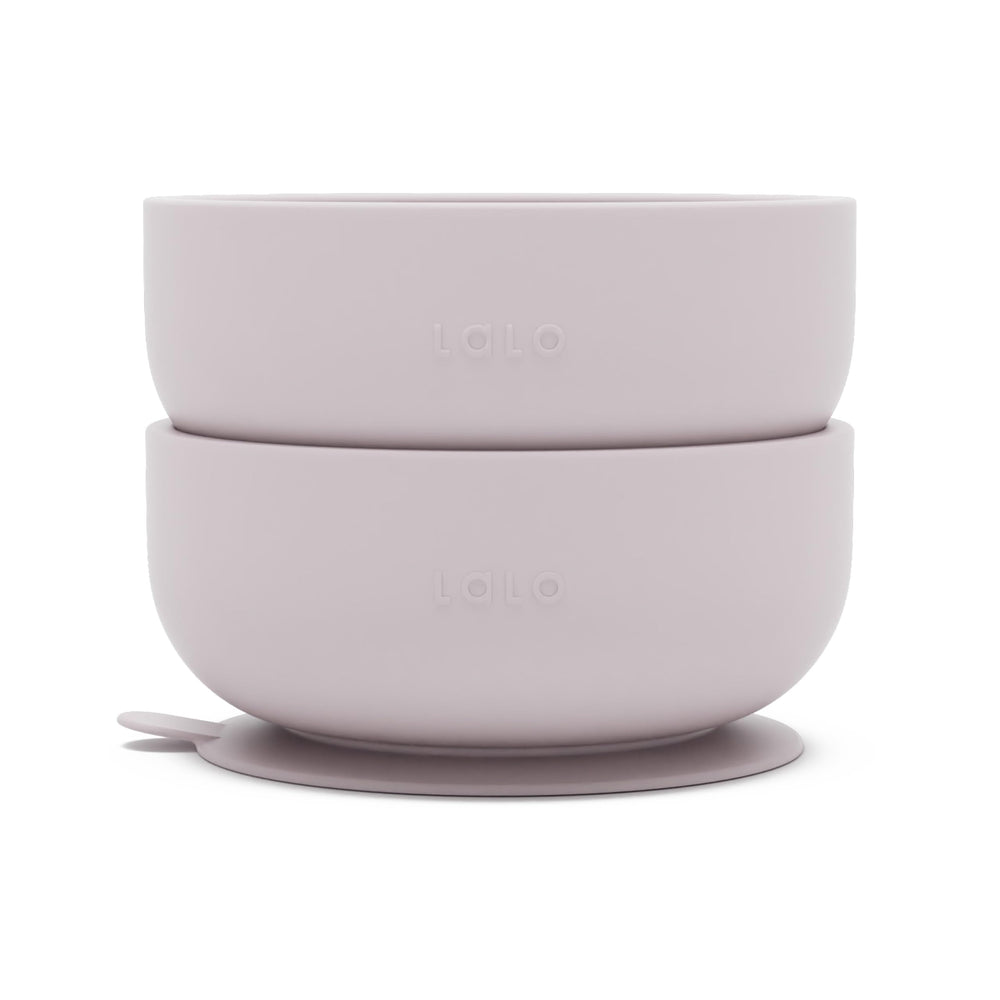 Lalo Suction Bowls 2Pack Lavender close-up shows secure base for mess-free meals.