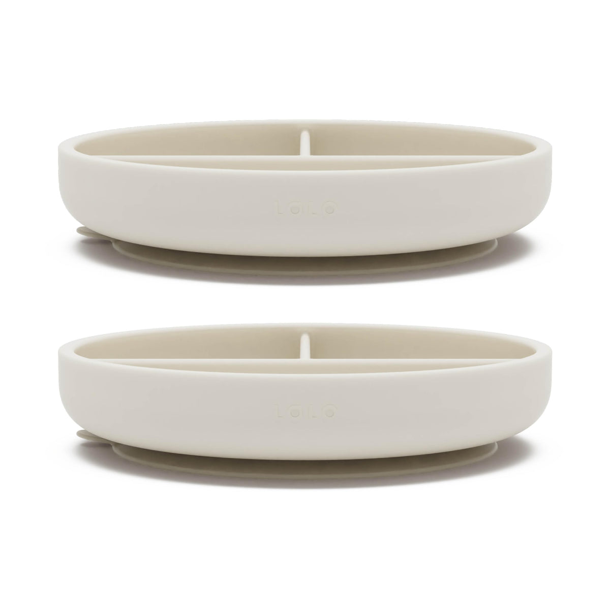 Lalo suction plates 2-pack layout show stable setup for mess-free meals.