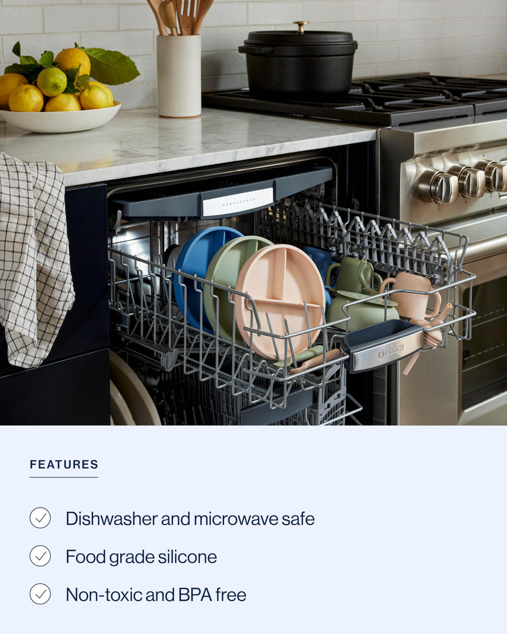 Lalo suction plates three-divided sections illustrate organized portions for varied foods.