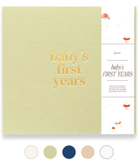Lamare Baby First Year Book cover with soft linen texture for enduring keepsakes.