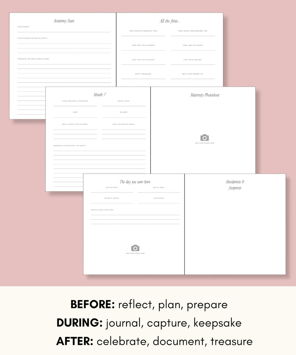 Lamare Pregnancy Journal photo slots for 4x6, 3x3, 4x4 photos