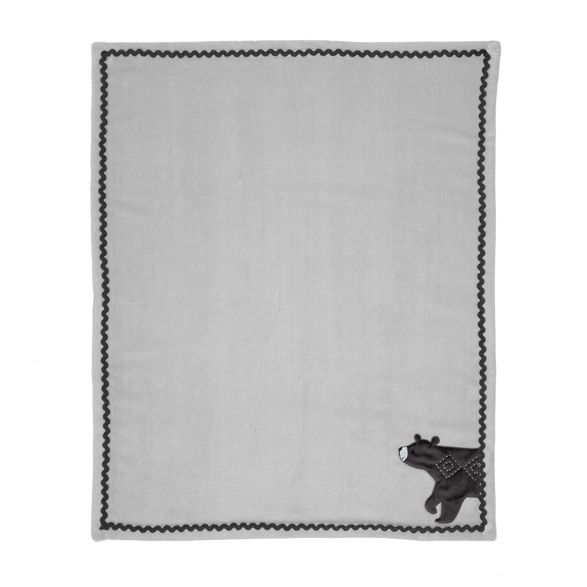 Lambs & Ivy appliqued bear embroidery detail adds playful charm to the blanket.