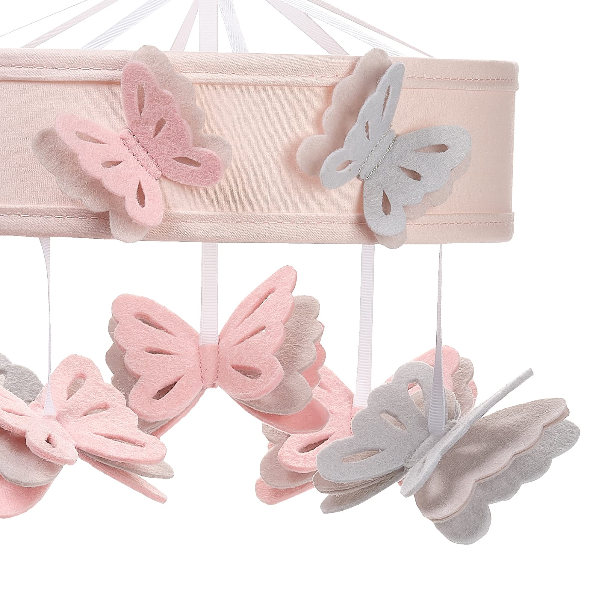 Lambs & Ivy Baby Blooms mobile ring with butterflies spins softly