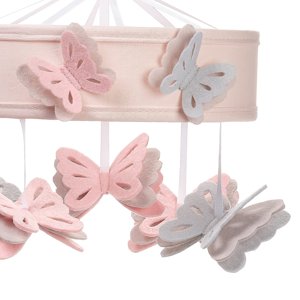 Lambs & Ivy Baby Blooms mobile ring with butterflies spins softly