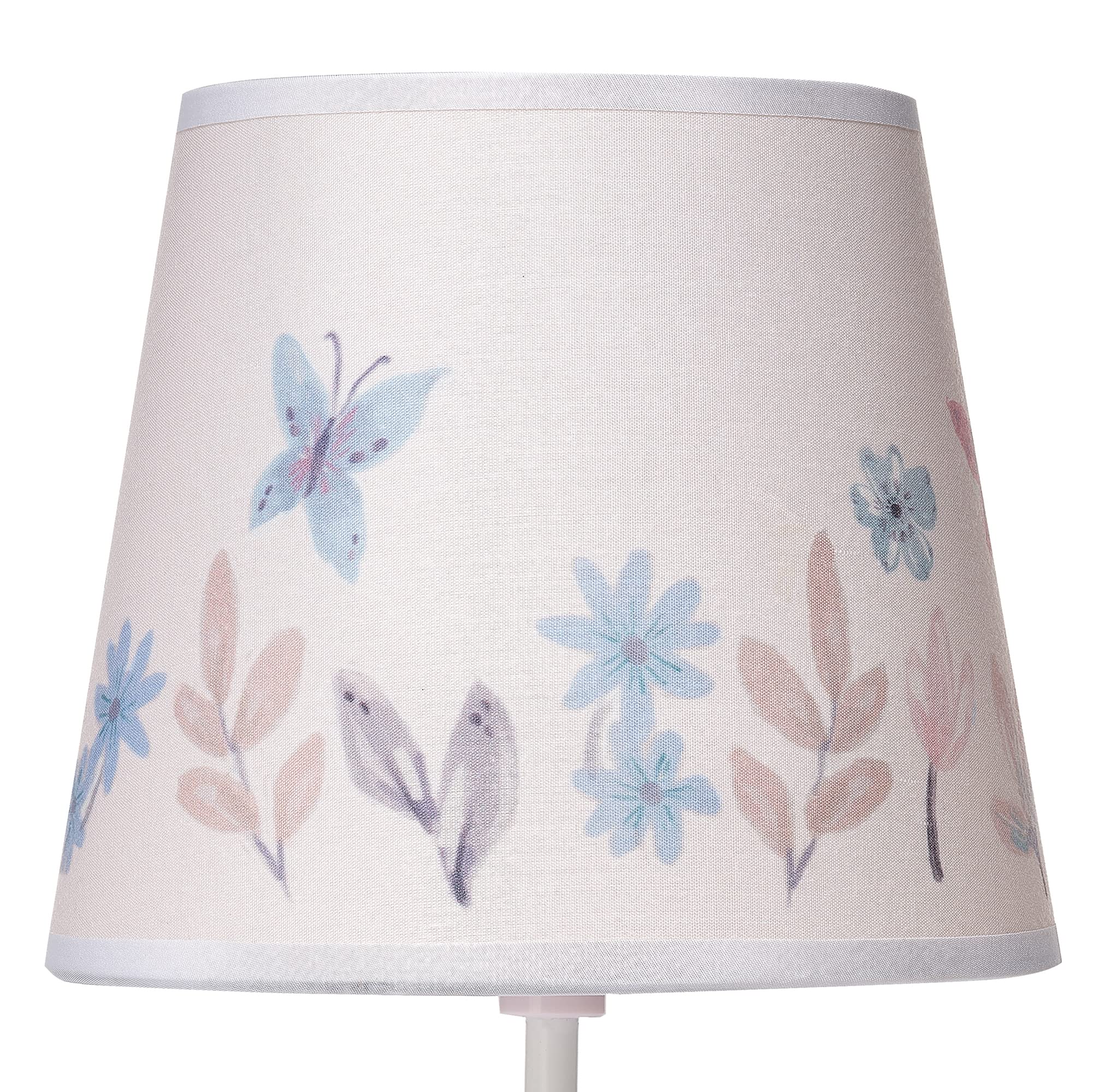 Lambs & Ivy Baby Blooms pink butterfly shade features watercolor florals for calming decor.