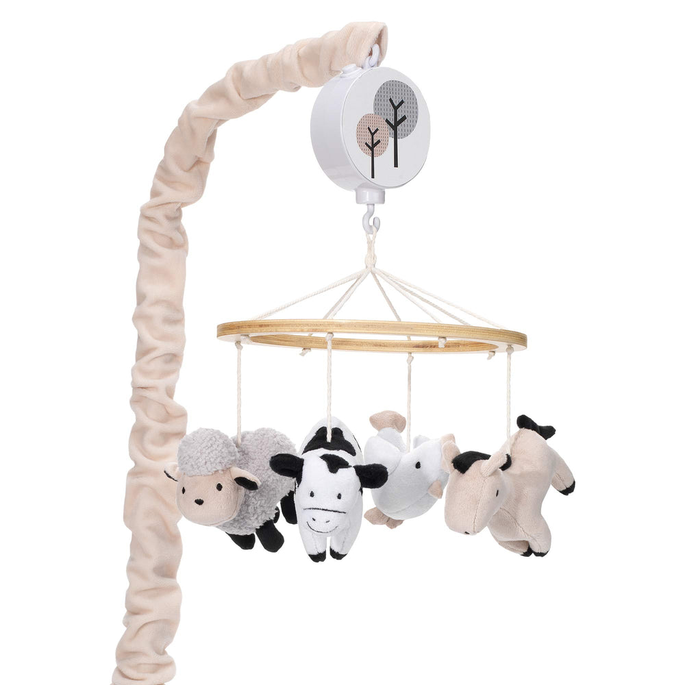 Lambs & Ivy Baby Farm Animals mobile front view for soothing bedtime routine.