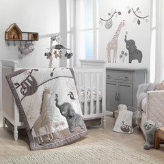 Lambs & Ivy Baby Jungle toucans print supports cohesive nursery decor.