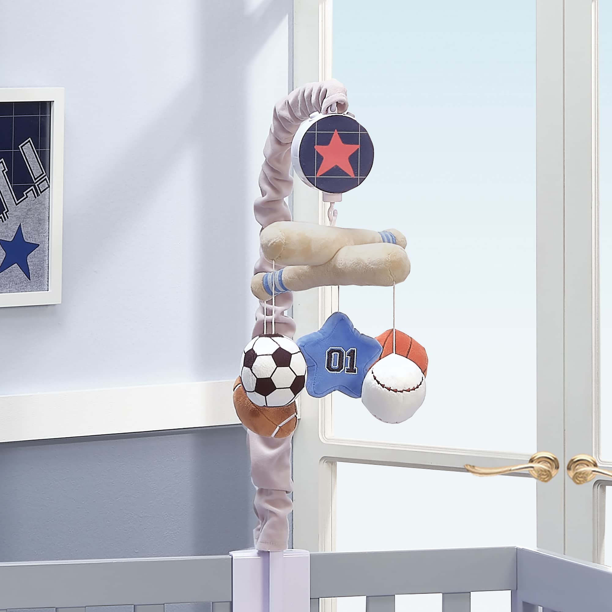 Lambs & Ivy crib attachment hardware fits standard and mini cribs.