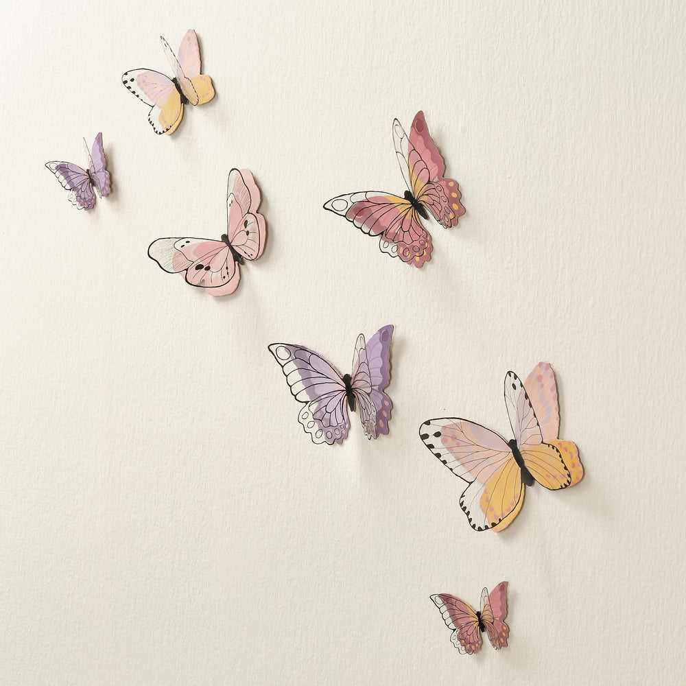 Lambs & Ivy Butterfly Dreams black outlines accentuate intricate butterfly details on top layer.
