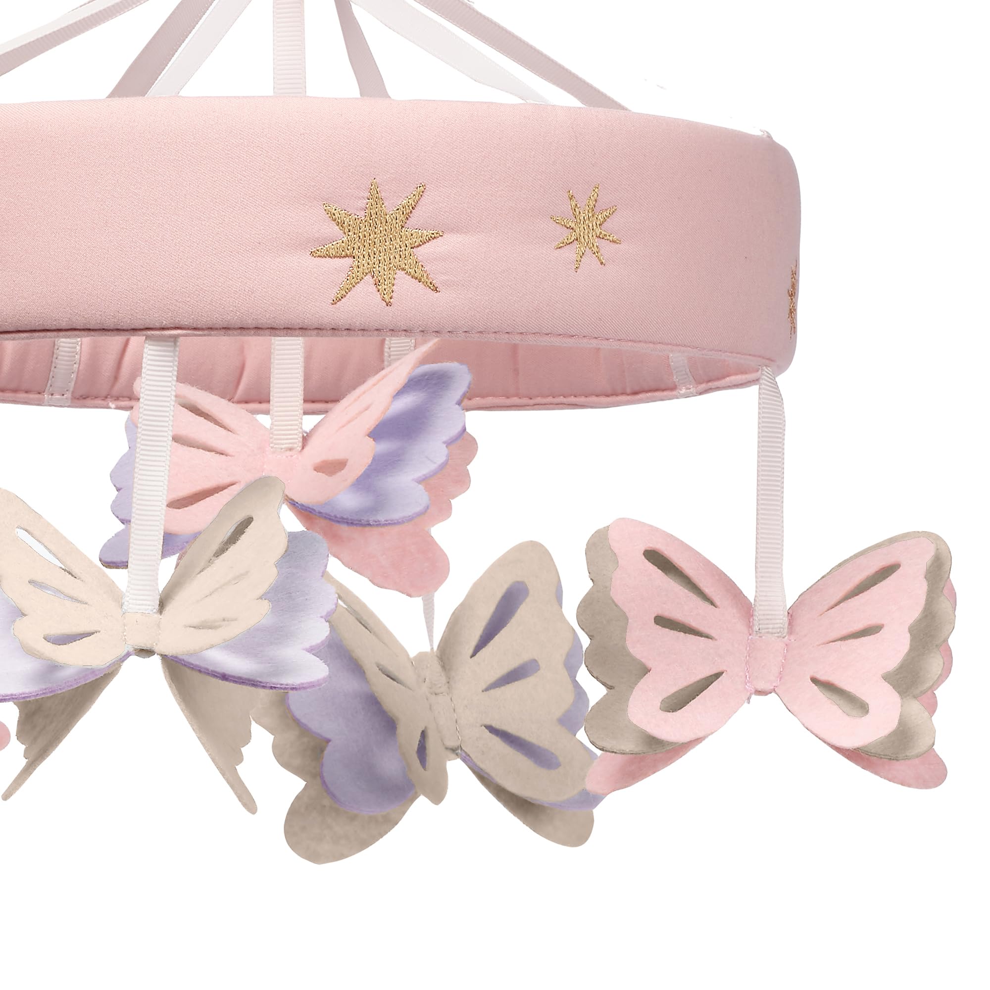 Lambs & Ivy Butterfly Dreams mobile close-up of butterflies for gentle motion during naps.