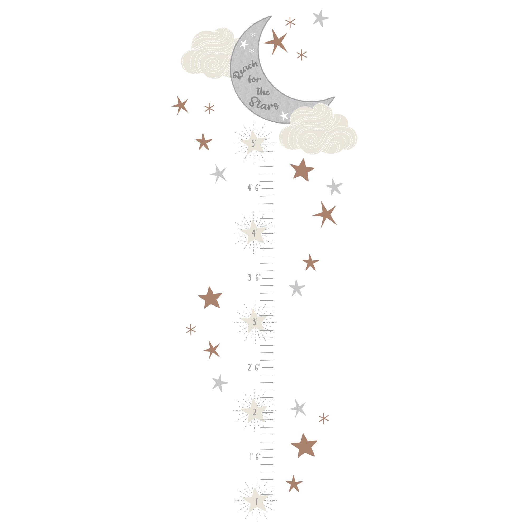 Lambs & Ivy Celestial growth chart moon design supports easy height tracking at a glance.