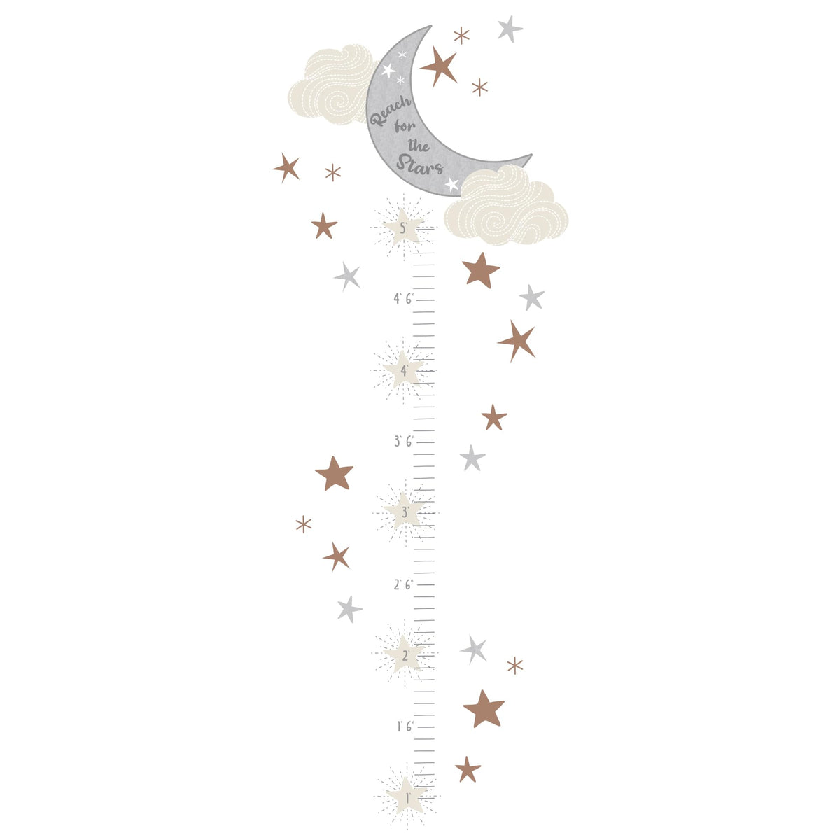 Lambs & Ivy Celestial growth chart moon design supports easy height tracking at a glance.