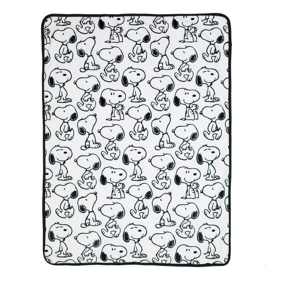 Lambs & Ivy classic Snoopy blanket back faux shearling adds warm texture