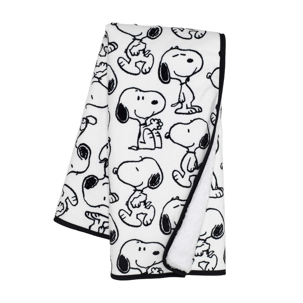 Lambs & Ivy classic Snoopy blanket front minky for cozy baby snuggles
