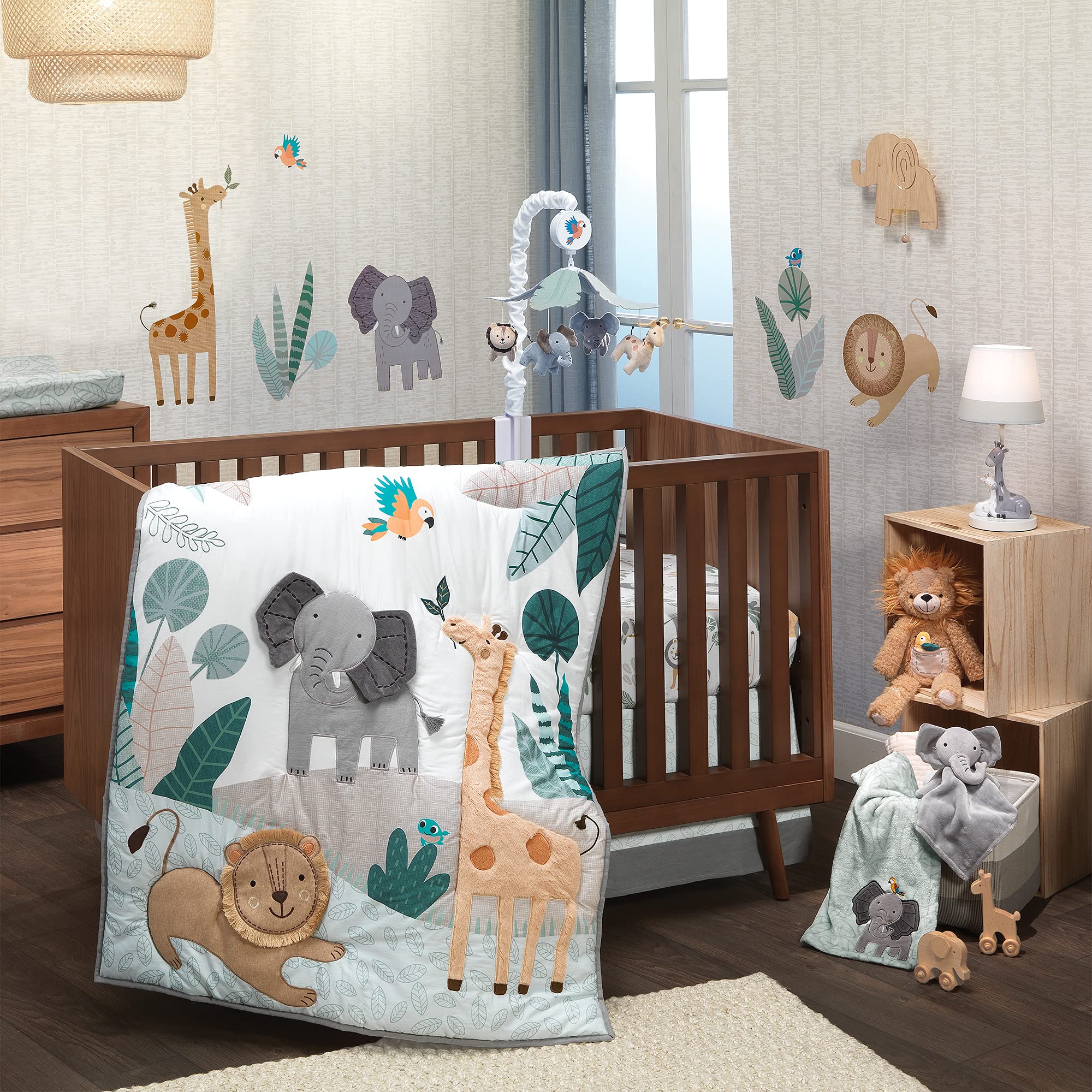 Lambs & Ivy Jungle Friends includes hardware for easy crib attachment