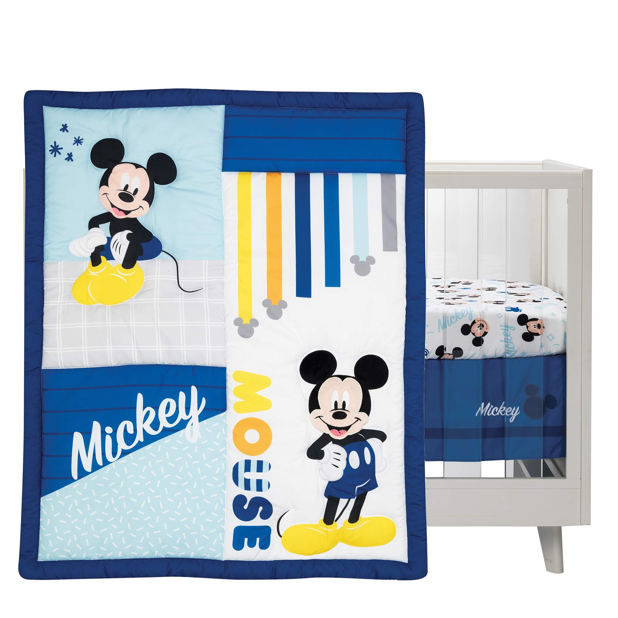 Lambs Ivy Disney Baby Forever Mickey quilt back pattern with Mickey heads