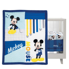 Lambs Ivy Disney Baby Forever Mickey quilt back pattern with Mickey heads
