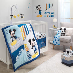Lambs Ivy Disney Baby Forever Mickey quilt front shows vibrant colors for nursery decor