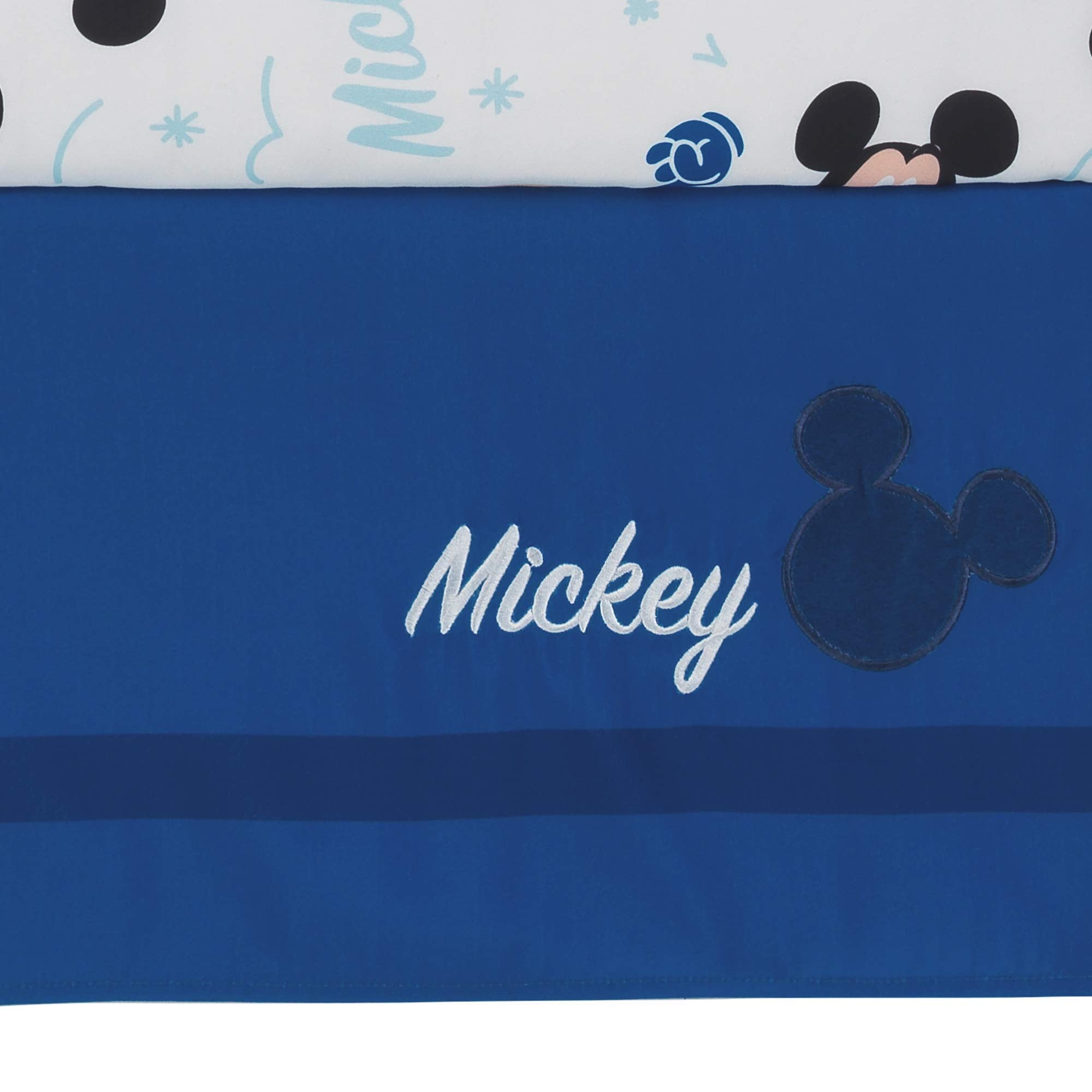 Lambs Ivy Disney Baby Forever Mickey skirt applique closeup detail