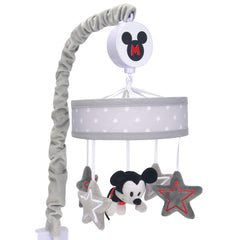 Lambs & Ivy Disney Mickey Mobile Gray with rotating figures for soothing visual stimulation.
