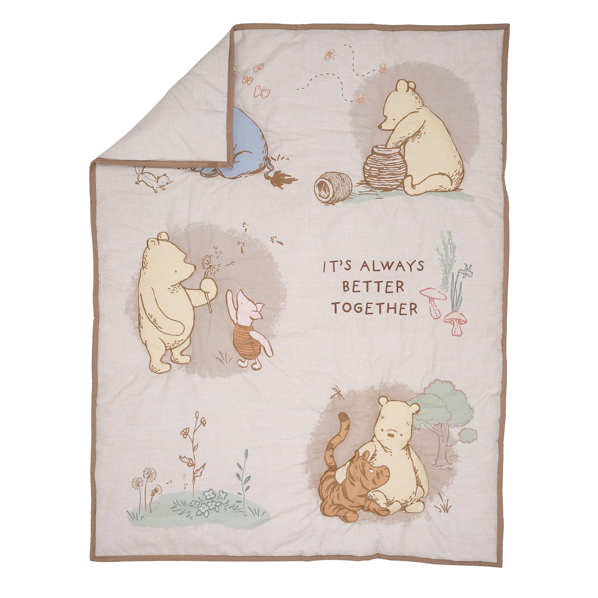 Lambs & Ivy Disney Baby Pooh Bear & Pals crib skirt with Pooh and Piglet for playful decor