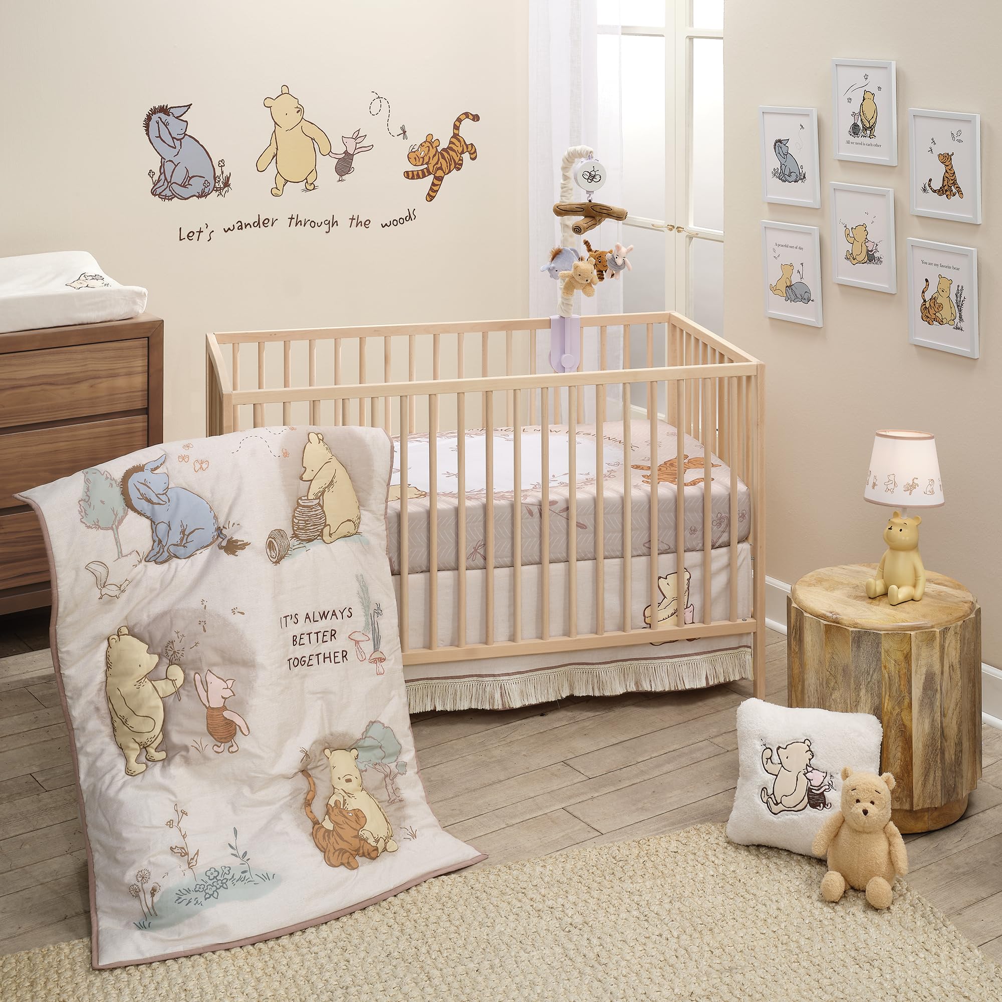 Lambs & Ivy Disney Baby Pooh Bear & Pals quilt front detail for tummy time