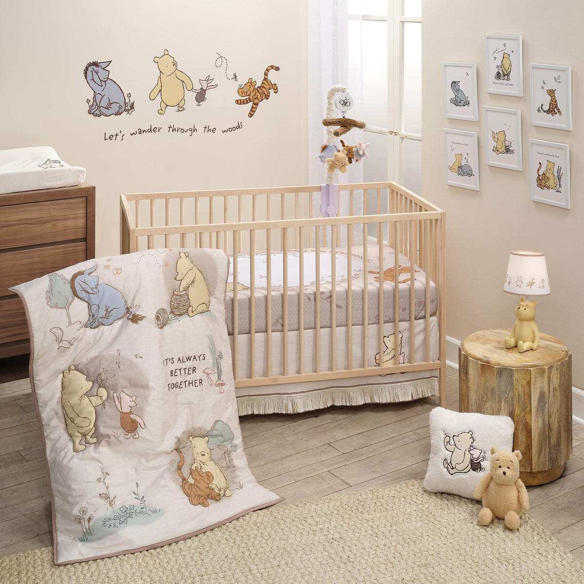 Lambs & Ivy Disney Baby Pooh Bear & Pals quilt front detail for tummy time
