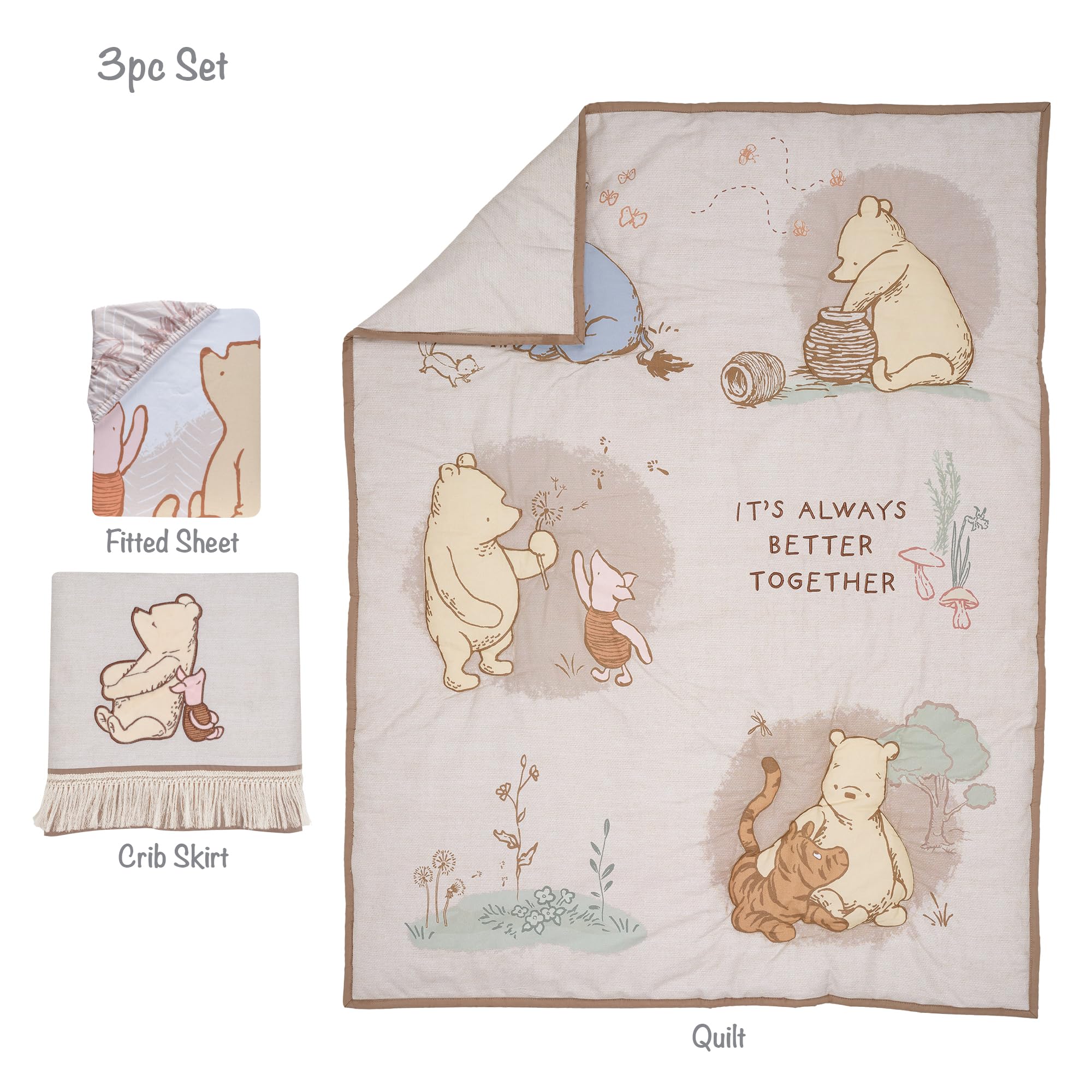 Lambs & Ivy Disney Baby Pooh Bear & Pals tummy-time scene with quilt and friends