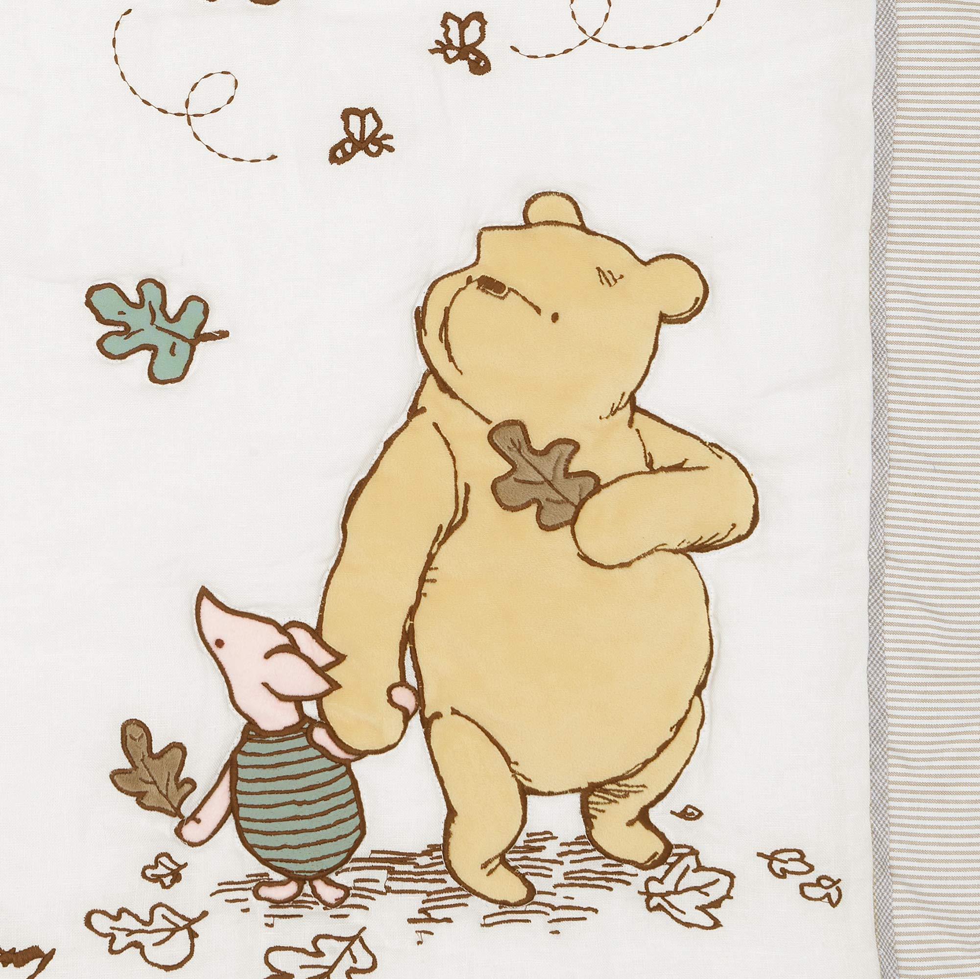 Lambs & Ivy quilt embroidery close-up highlighting premium craftsmanship.