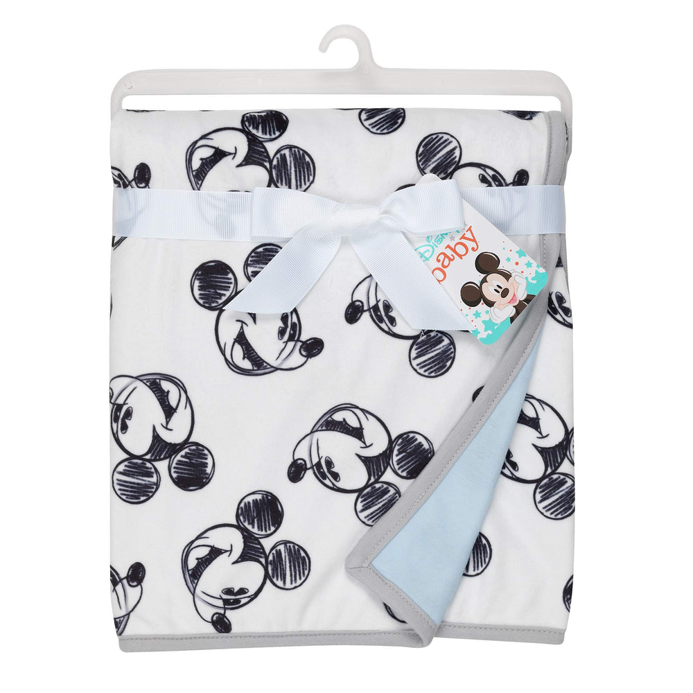 Lambs & Ivy Mickey blanket is machine washable for easy care.