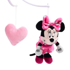 Lambs & Ivy Minnie and pink hearts detail enhances visual focus for baby.