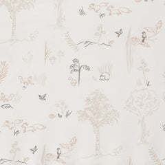 Lambs & Ivy elastic-edge fitted sheet keeps mattress securely in place.