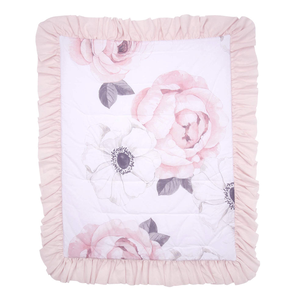 Lambs & Ivy Floral Garden fitted sheet cotton offers breathable comfort for crib nights.