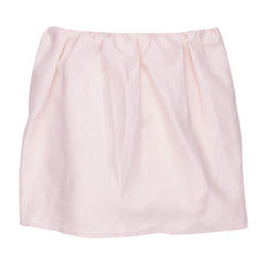 Lambs & Ivy Floral Garden pink linen crib skirt around crib posts for tidy framing.