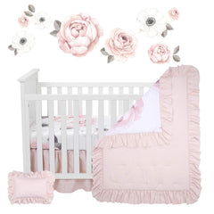 Lambs & Ivy Floral Garden quilt floral side highlights watercolor print for nursery charm.