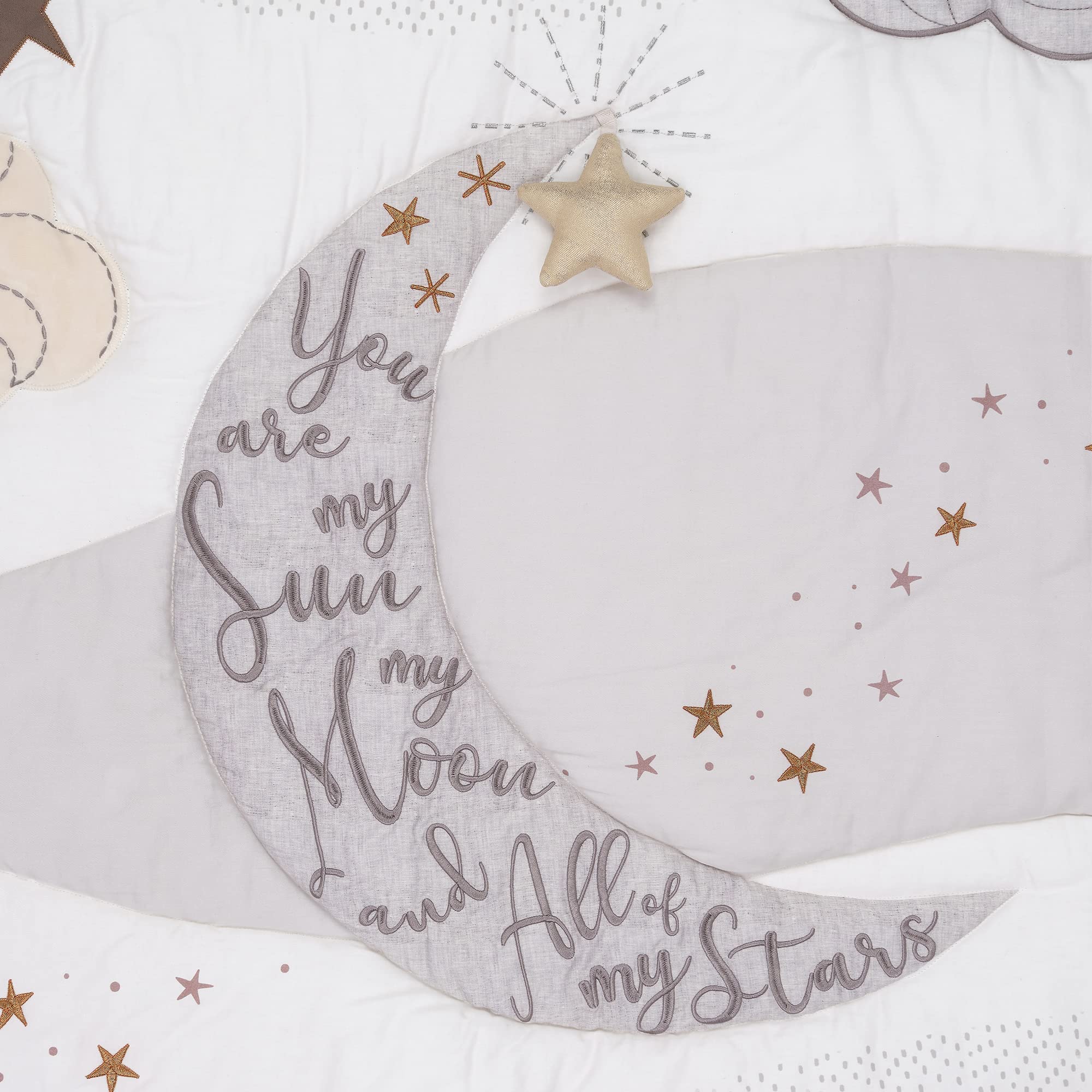 Lambs & Ivy Goodnight Moon cotton twill crib skirt detail for stylish bedding