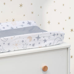 Lambs & Ivy Goodnight Moon cover elastic fit on short sides for secure sizing