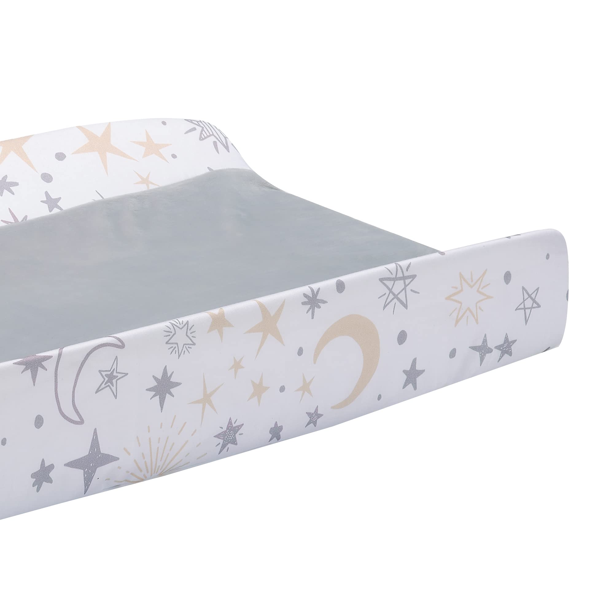Lambs & Ivy Goodnight Moon cover side panels feature moons and stars for night-time charm