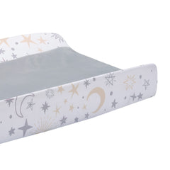 Lambs & Ivy Goodnight Moon cover side panels feature moons and stars for night-time charm