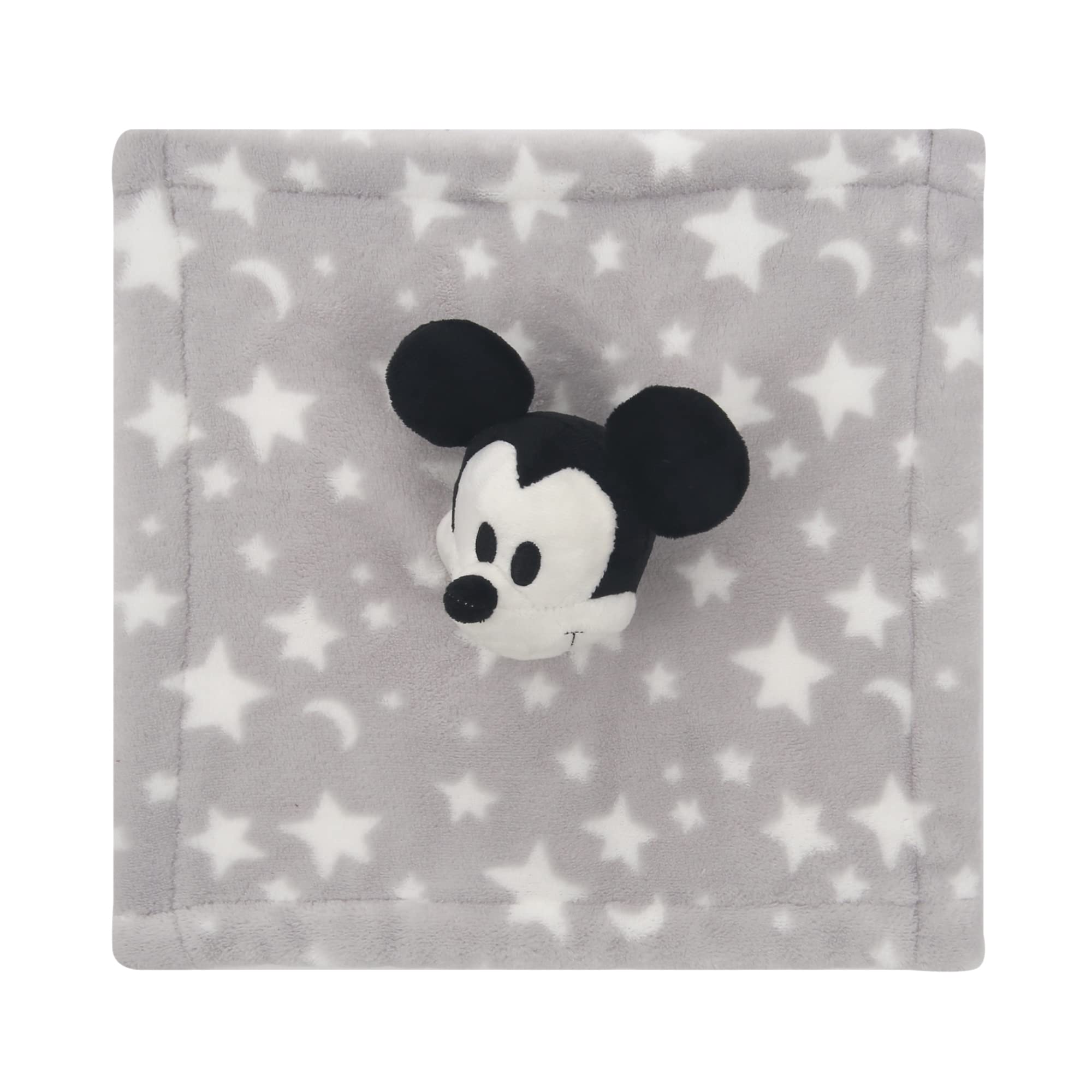 Lambs & Ivy Mickey Mouse lovey on gray stars offers soothing visuals