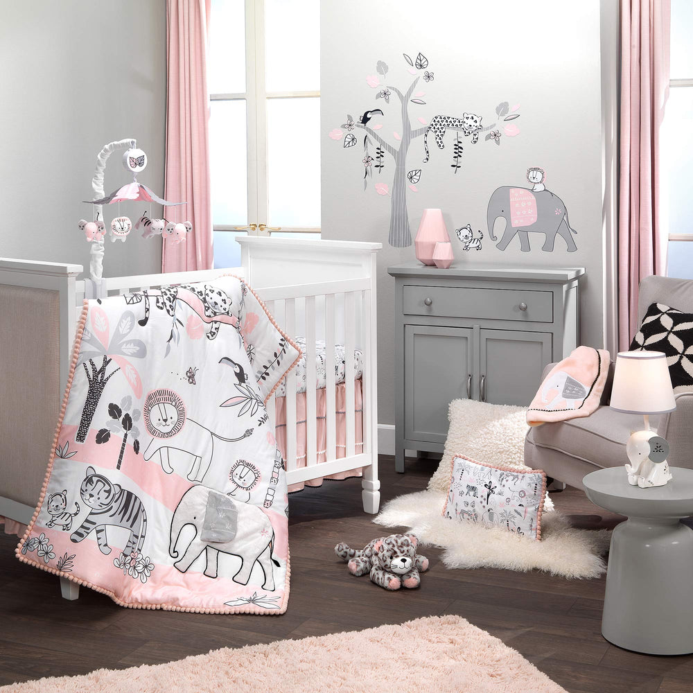 Lambs & Ivy Happy Jungle Mobile canopy and animals inspire peaceful nursery moments.
