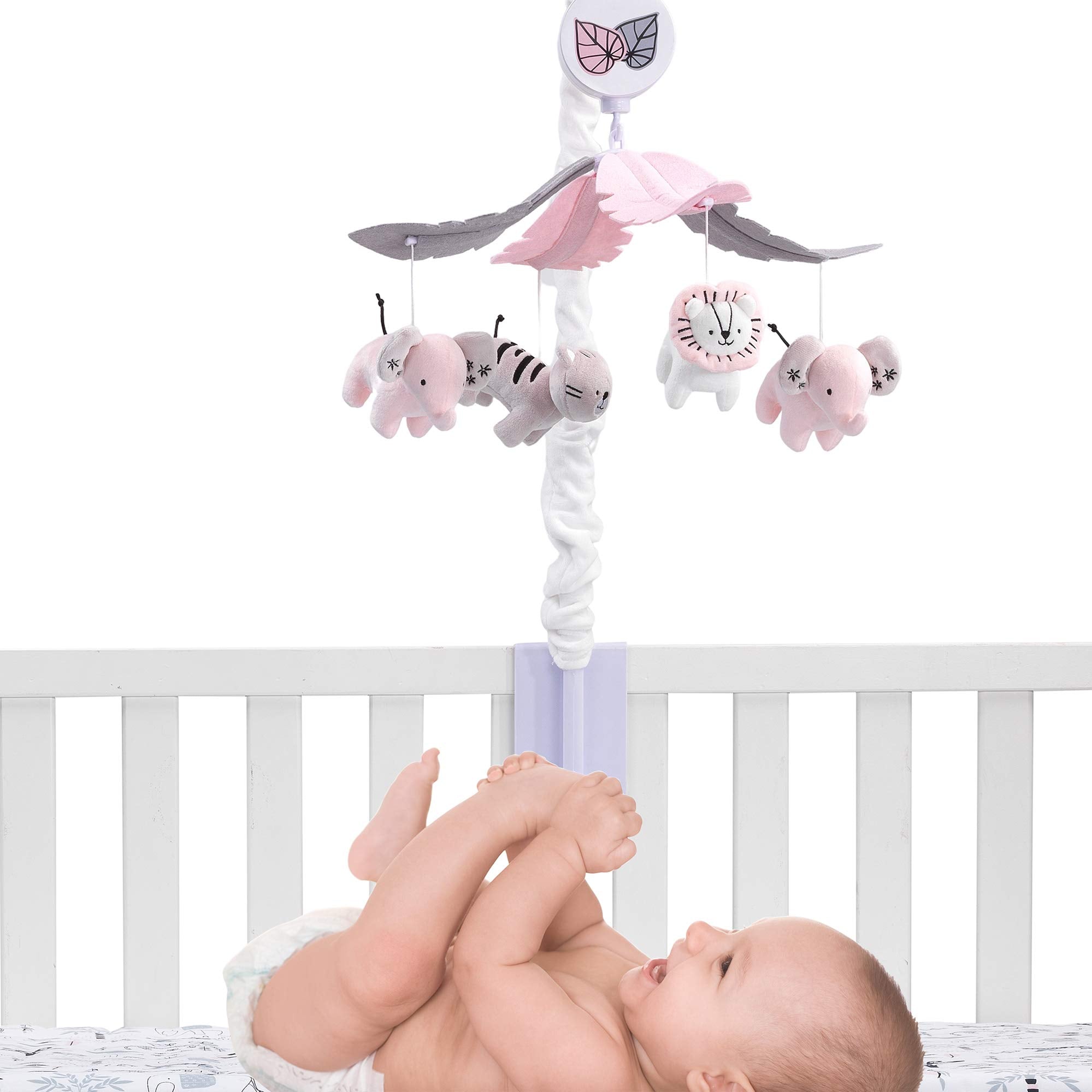 Lambs & Ivy Happy Jungle Mobile elephants spin gently to entertain and calm baby.