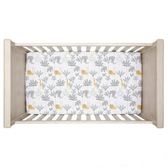 Lambs & Ivy Jungle Adventure sheet elastic edge detail ensures secure fit