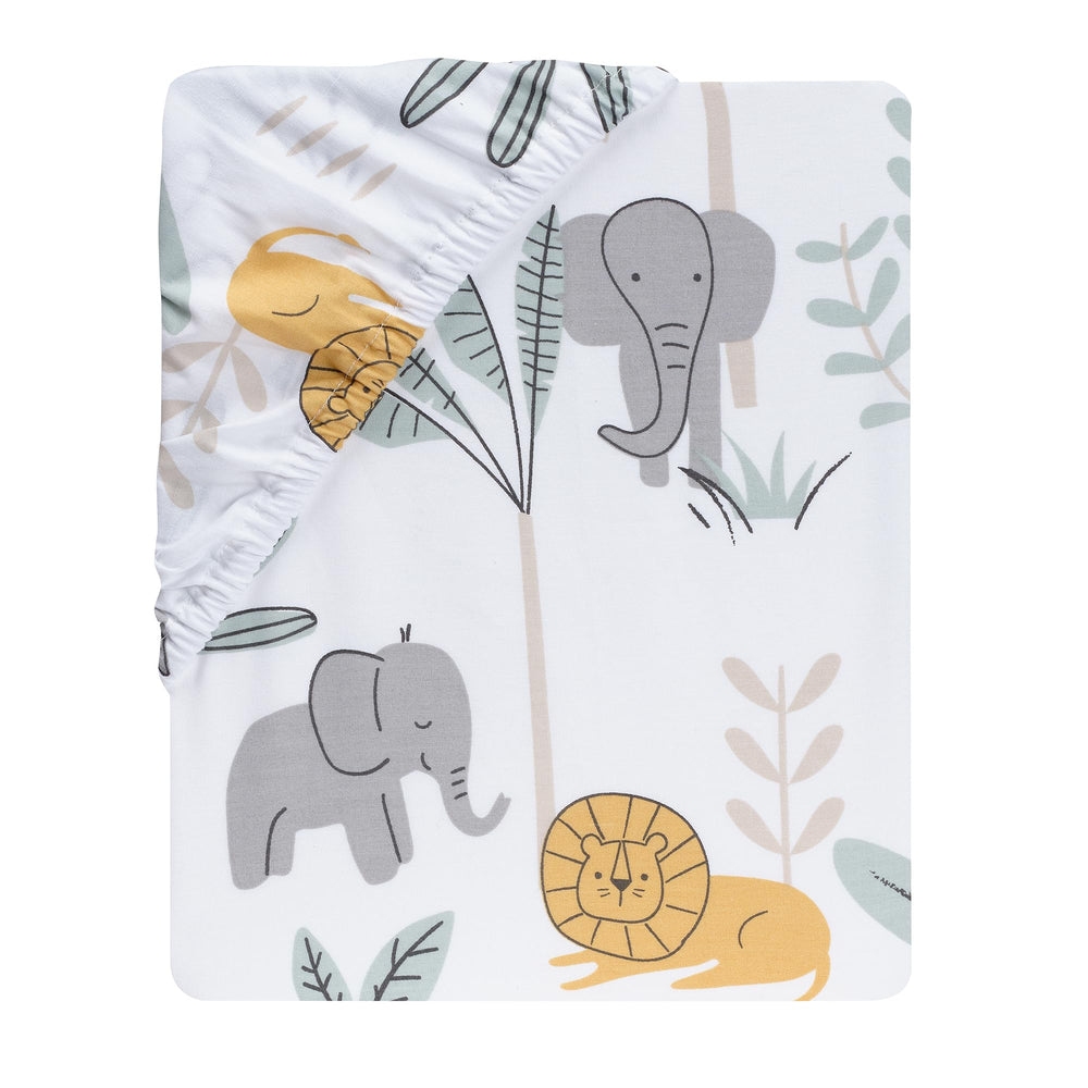 Lambs & Ivy Jungle Adventure sheet machine washable design for easy care