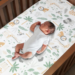 Lambs & Ivy Jungle Friends crib sheet baby mattress fit keeps sheets secure on standard cribs